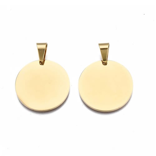 Blanko Tag, Rund, 25x1,5mm, 304 Edelstahl, Golden, 1 Stück