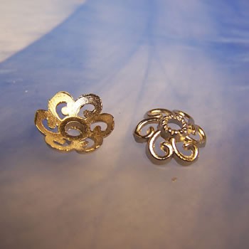 Perlkappe, Metall, Blume, Silberfarben, 1 Stück