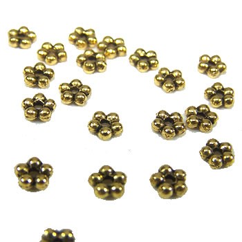 Metallperle, Blümchen, 4,5mm, Spacer, Goldfarben, 50 Stück