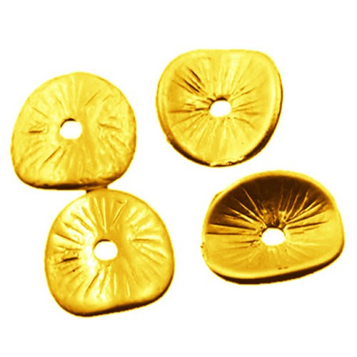 Metallperle,Scheibe, Gewellt, Helles Goldfarben, 9,5mm,50 Stück
