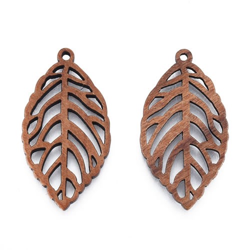 Holzanhänger, LaserCut, Walnuss, Blatt, 1 Stück