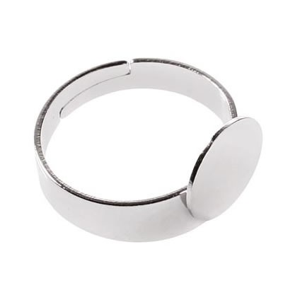 Ring mit Platte für Cabochons, 10mm, Silberfarben, 1 Stück