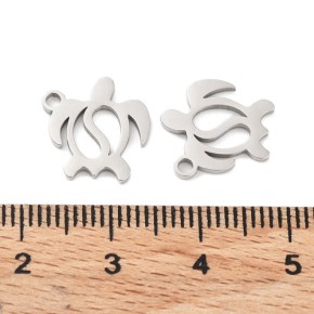 Anhänger, Wasserschildkröte, 13mm, 316 Edelstahl, 1 Stück