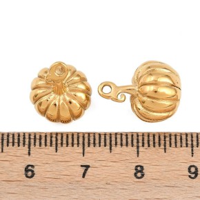 Anhänger, Kürbis, 304 Edelstahl, 18K vergoldet, 1 Stück