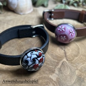 Cabochonarmband, Kunstleder, Schwarz, 1 Stück