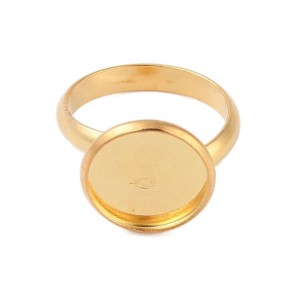 Ring, Cabochon, 304 Edelstahl, 18K verg., 12mm, Verstellbar, 1 Stück