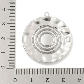 Anhänger, Cabochonfassung, 304 Edelstahl, Gehämmert, 1 Stück