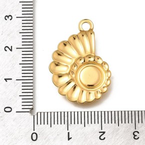 Anhänger, Cabochonfassung, 304 Edelstahl, 18K verg., Muschel, 1 Stück