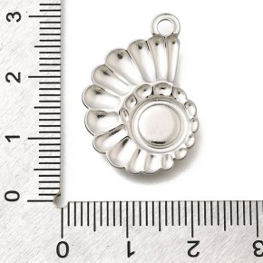 Anhänger, Cabochonfassung, 304 Edelstahl, Muschel, 1 Stück