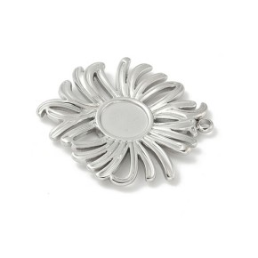Anhänger, Cabochonfassung, 304 Edelstahl, Blume, 1 Stück