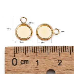 Anhänger, Cabochon, Fassung, 10x8x1,5mm, 18K verg., 1 Stück