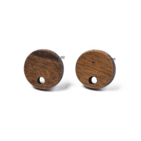Ohrstecker, Holz, Rund, 316 Edelstahl, 1 Paar