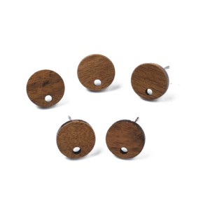 Ohrstecker, Holz, Rund, 316 Edelstahl, 1 Paar