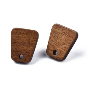 Ohrstecker, Holz, Trapeze, 304 Edelstahl, 1 Paar
