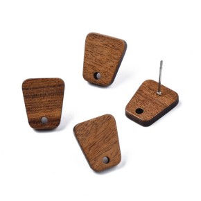 Ohrstecker, Holz, Trapeze, 304 Edelstahl, 1 Paar