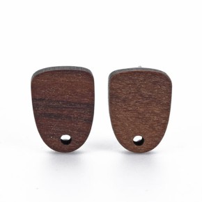Ohrstecker, Holz, Halboval, 304 Edelstahl, 1 Paar