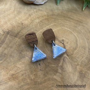 Ohrstecker, Holz, Halboval, 304 Edelstahl, 1 Paar