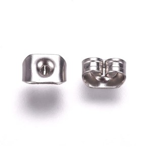 Verschluss, Ohrstecker, Butterfly, 0,6mm, 316 Edelstahl, 20 Paar