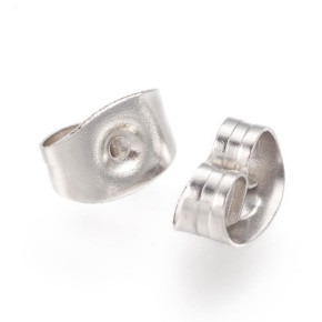 Verschluss, Ohrstecker, Butterfly, 0,7mm, 304 Edelstahl, 20 Paar
