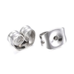 Verschluss, Ohrstecker, Butterfly, 0,9mm, 304 Edelstahl, 20 Paar