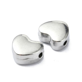 Perle, Herz, 304 Edelstahl, 1 Stück
