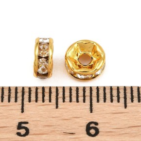 Strassrondell, 6mm, 316 Edelstahl, Goldfarben, 1 Stück
