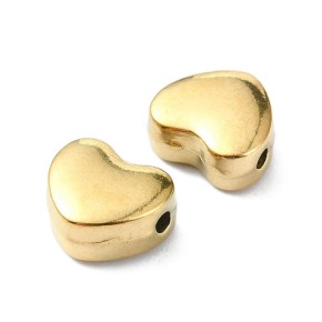 Perle, Herz, 304 Edelstahl, 18K vergoldet, 1 Stück