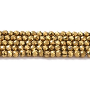 Glasschliffperlen, facettiert, Light Gold, 3x2,5mm, 1 Strang