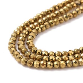 Glasschliffperlen, facettiert, Light Gold, 3x2,5mm, 1 Strang