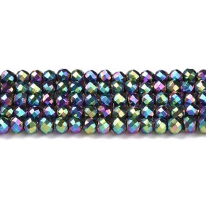 Glasschliffperlen, facettiert, Regenbogen, 3x2,5mm, 1 Strang