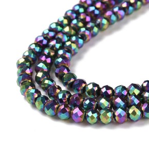 Glasschliffperlen, facettiert, Regenbogen, 3x2,5mm, 1 Strang