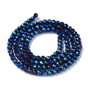 Glasschliffperlen, facettiert, Blau, 3x2,5mm, 1 Strang