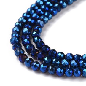 Glasschliffperlen, facettiert, Blau, 3x2,5mm, 1 Strang