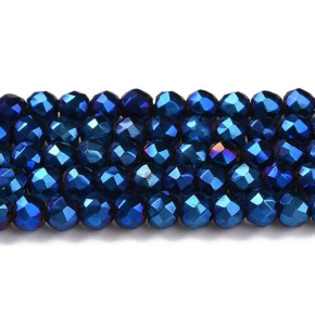 Glasschliffperlen, facettiert, Blau, 3x2,5mm, 1 Strang
