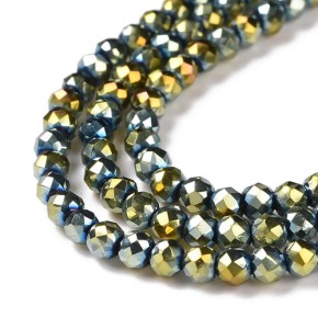 Glasschliffperlen, facettiert, Grün, 3x2,5mm, 1 Strang