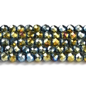 Glasschliffperlen, facettiert, Grün, 3x2,5mm, 1 Strang