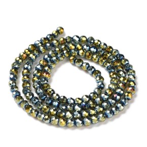 Glasschliffperlen, facettiert, Grün, 3x2,5mm, 1 Strang