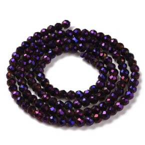 Glasschliffperlen, facettiert, Lila, 3x2,5mm, 1 Strang