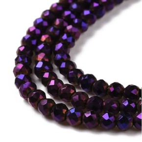 Glasschliffperlen, facettiert, Lila, 3x2,5mm, 1 Strang