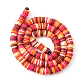 Polymer Clay, Heishi Perle, Dark Red, 1 Strang