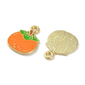 Mandarinenanhänger, Emaille/Alloy, Goldfarben, 15,5mm, 1 Stück