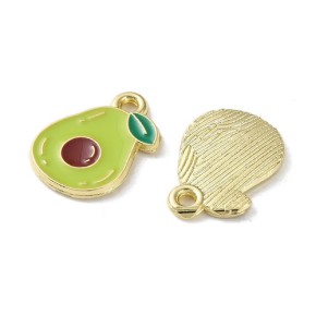 Avocadoanhänger, Emaille/Alloy, Goldfarben, 15mm, 1 Stück