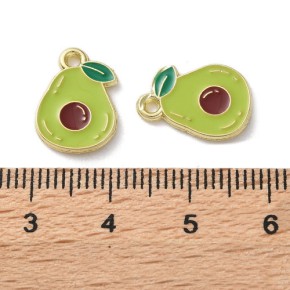 Avocadoanhänger, Emaille/Alloy, Goldfarben, 15mm, 1 Stück