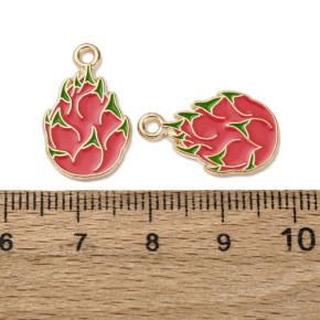 Drachenfruchtanhänger, Emaille/Alloy, Goldfarben, 20mm, 1 Stück