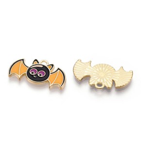 Fledermaus, Emaille/Alloy, 14x13mm, Goldfarben, 1 Stück