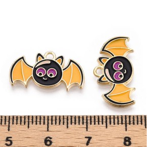 Fledermaus, Emaille/Alloy, 14x13mm, Goldfarben, 1 Stück