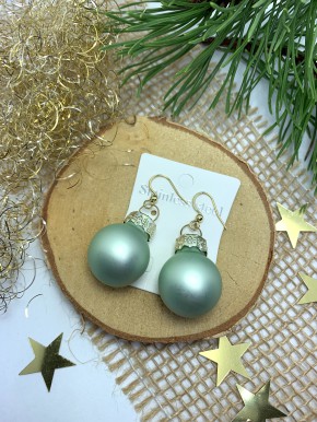 Ohrringe, Christbaumkugel, Blau/Grün, Matt, 2cm, 1 Paar
