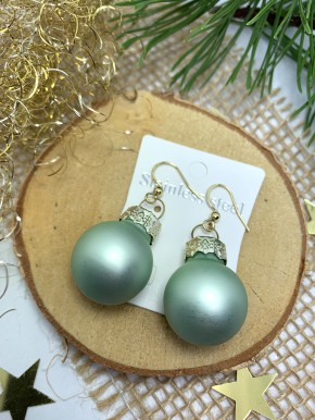 Ohrringe, Christbaumkugel, Blau/Grün, Matt, 2cm, 1 Paar