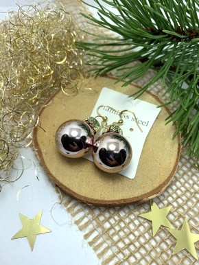 Ohrringe, Christbaumkugel, Altrosa, Glänzend, 2cm, 1 Paar