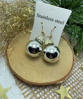 Ohrringe, Christbaumkugel, Silber, Glänzend, 2cm, 1 Paar